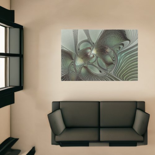 Abstract Olive Sage Green Gray Fractal Art Fantasy Rug