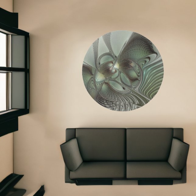 Abstract Olive Sage Green Gray Fractal Art Fantasy Rug (Insitu (Indoor 1))