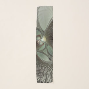 Abstract Olive Sage Green Gray Fractal Art Fantasy Scarf