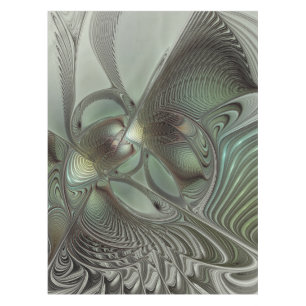 Abstract Olive Sage Green Gray Fractal Art Fantasy Tablecloth