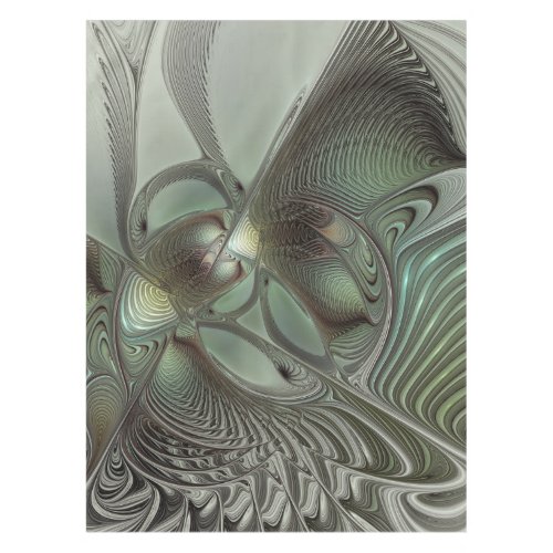 Abstract Olive Sage Green Gray Fractal Art Fantasy Tablecloth