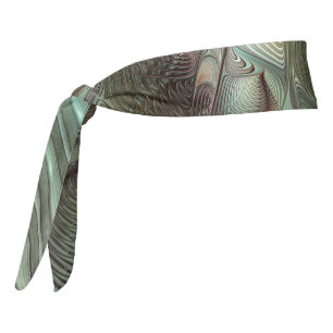 Abstract Olive Sage Green Gray Fractal Art Fantasy Tie Headband