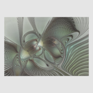 Abstract Olive Sage Green Gray Fractal Art Fantasy Tissue Paper