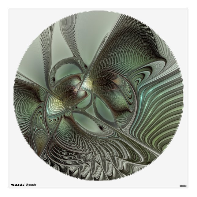 Abstract Olive Sage Green Gray Fractal Art Fantasy Wall Decal (Front)