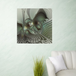 Abstract Olive Sage Green Gray Fractal Art Fantasy Wall Decal