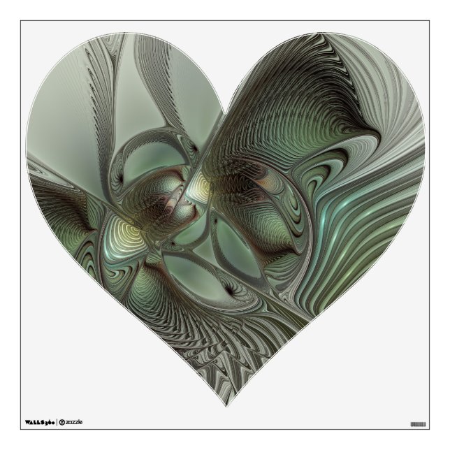 Abstract Olive Sage Green Gray Fractal Art Fantasy Wall Decal (Front)