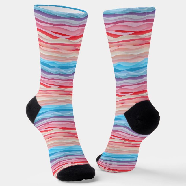 Abstract Ombre Color Waves Socks (Angled)