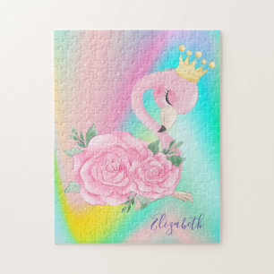 Abstract Ombre Colorful Cute Flamingo Jigsaw Puzzle