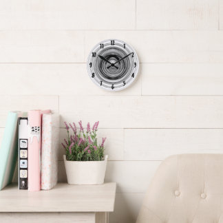Abstract Ombre Contemporary Black White Spiral Round Clock