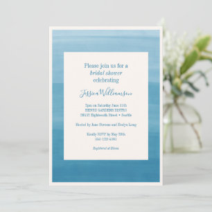 Abstract Ombre Gradient Ocean Blue Bridal Shower Invitation