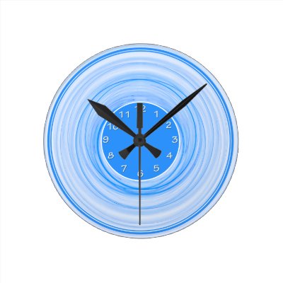 Abstract Ombre Modern Baby Blue White Spiral Round Clock