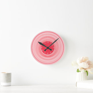 Abstract Ombre Modern Red White Spiral Round Clock