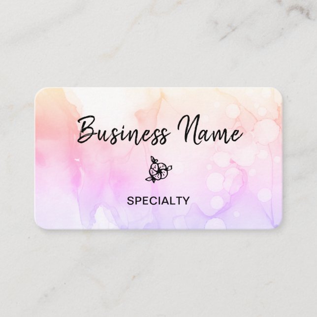 *~* Abstract Ombre Pastel Peach Girly Logo QR code Business Card (Front)