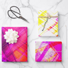 Abstract Ombre Plaid Purple Orange Wrapping Paper Sheets