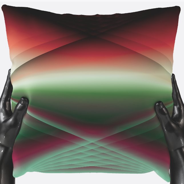 Abstract Ombre Reds & Greens Throw Pillow (Creator Uploaded)
