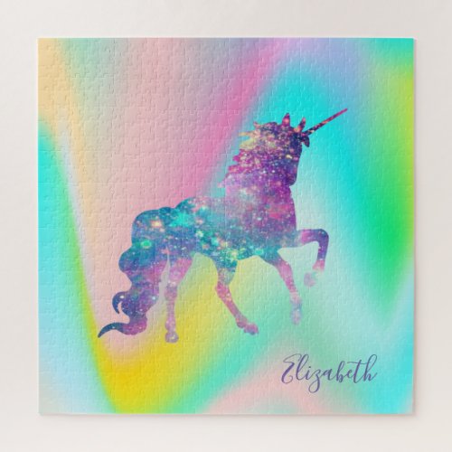 Abstract Ombre Unicorn Holographic Jigsaw Puzzle