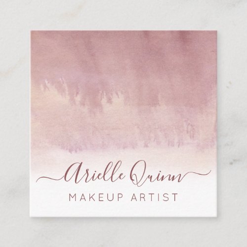Abstract Ombre Watercolor Dusty Pink Makeup Artist Square Business Card