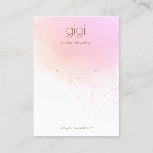 Abstract Ombre Watercolor Logo Earring Display Business Card (Front)