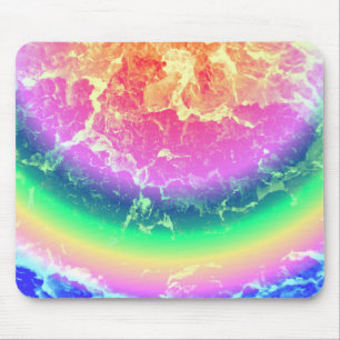 Abstract - On Fire with Psychedelic Rainbow Colors Mouse Pad