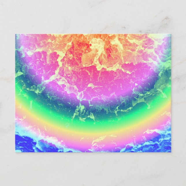 Abstract - On Fire with Psychedelic Rainbow Colors Postcard (Front)