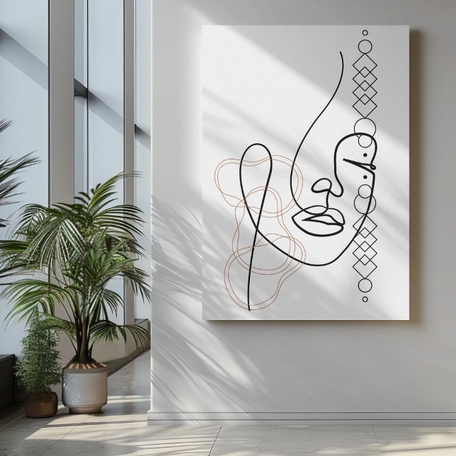 Abstract one line art illustrations in brown canvas print (Creator Uploaded)