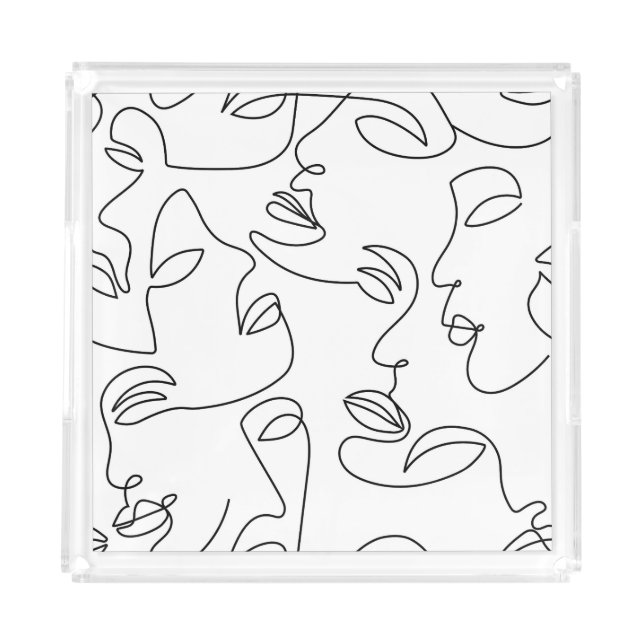 Abstract One Line Face Pattern Acrylic Tray (Front)