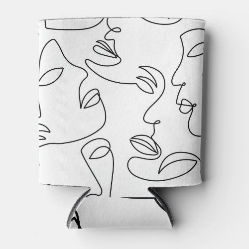 Abstract One Line Face Pattern Can Cooler