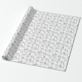 Abstract One Line Face Pattern Wrapping Paper