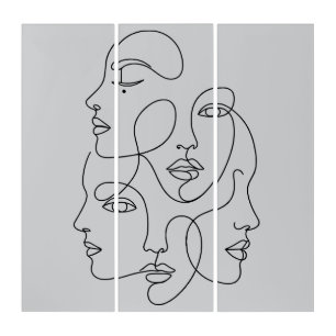 Abstract One Line Faces Minimalist Art