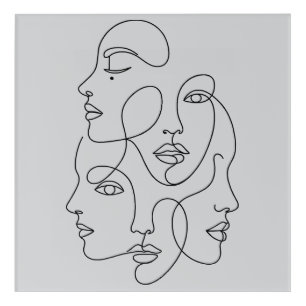 Abstract One Line Faces Minimalist Art