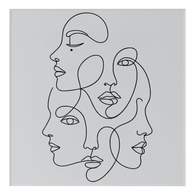Abstract One Line Faces Minimalist Art (Front)