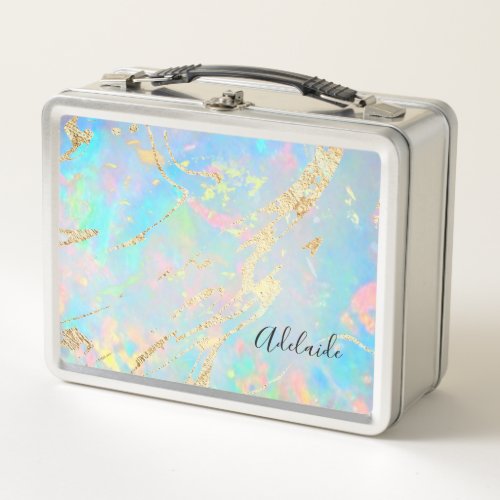 abstract opal stone inspired background metal lunch box