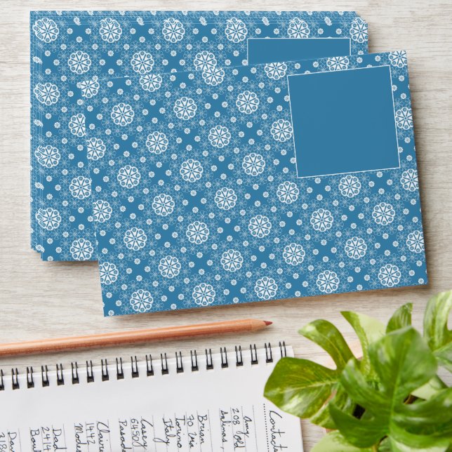 Abstract openwork floral pattern in light blue col envelope (Stacked)
