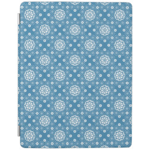 Abstract openwork floral pattern in light blue col iPad smart cover