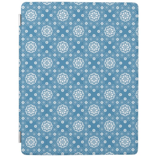 Abstract openwork floral pattern in light blue col iPad smart cover (Front)