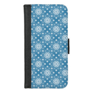 Abstract openwork floral pattern in light blue col iPhone 8/7 wallet case
