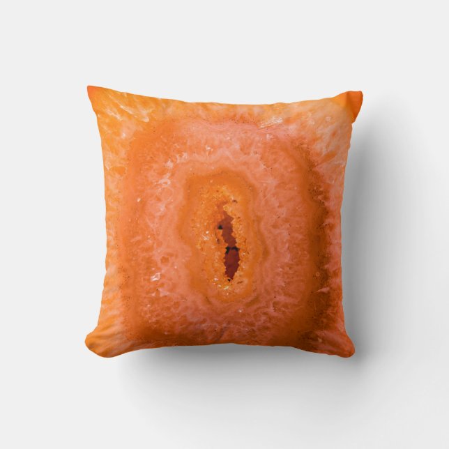 Abstract Orange Agate Geode Slice Throw Pillow (Front)