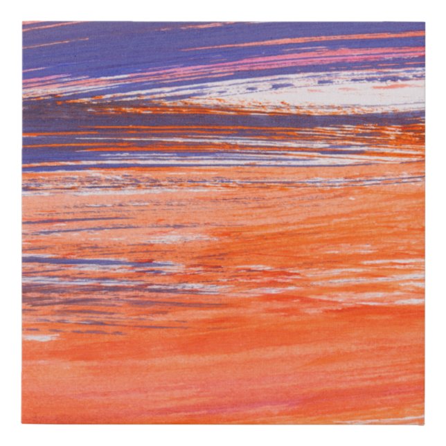 Abstract orange and blue background from watercolo faux canvas print (Front)