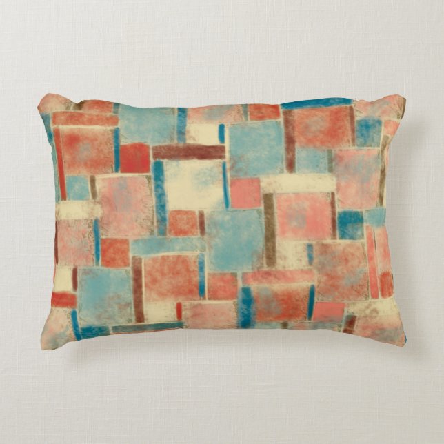 Abstract Orange and Brown Geometric Accent Pillow (Front)