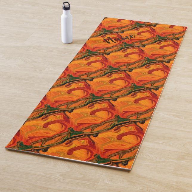 Abstract Orange And Brown Shapes Personalized Yoga Mat (In Situ)