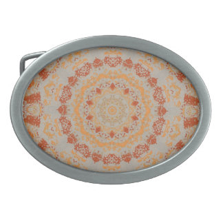 Abstract Orange and Gray Kaleidoscope Belt Buckles