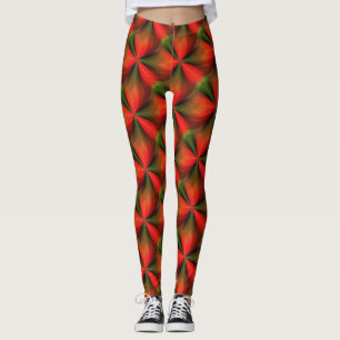 Abstract Orange And Green Pattern Leggings