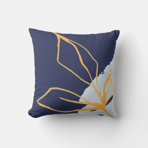 Abstract Orange Blue Watercolor Leaf Throw Pillow