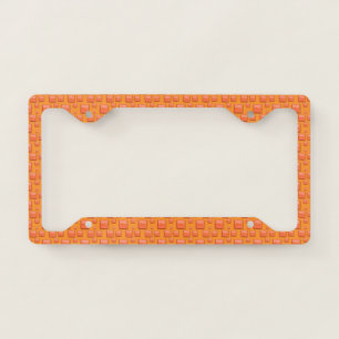 Abstract Orange Boxes License Plate Frame