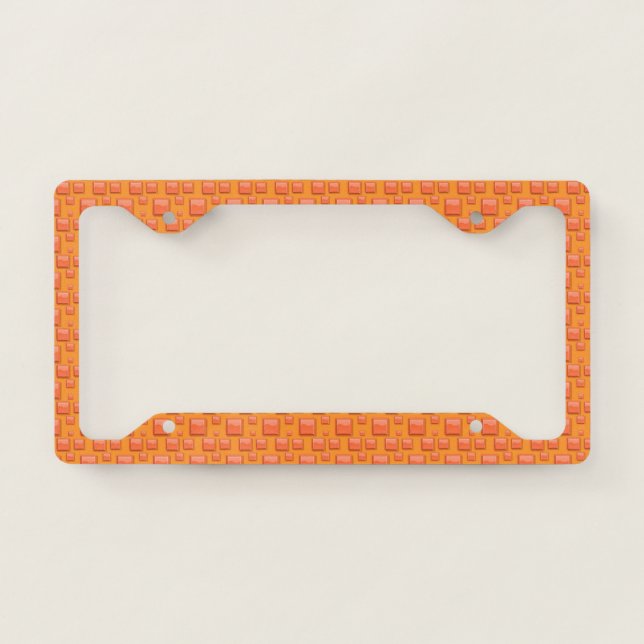 Abstract Orange Boxes License Plate Frame (Front)