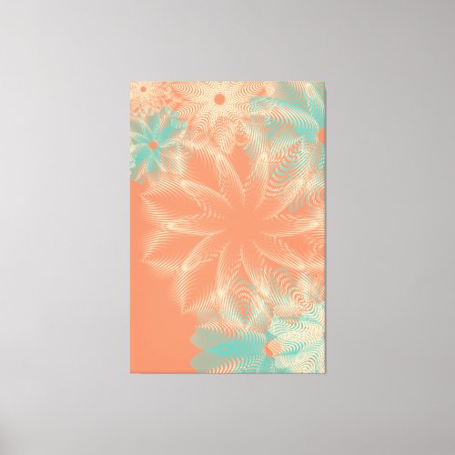 Abstract Orange Coral Teal Floral Design Canvas Print