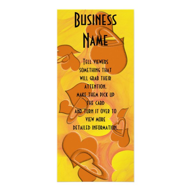 Abstract Orange Digital Heart Art Custom Rack Card (Front)