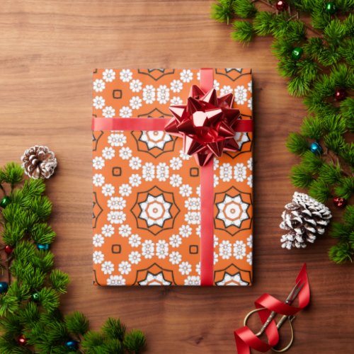 Abstract orange Floral Wrapping Paper
