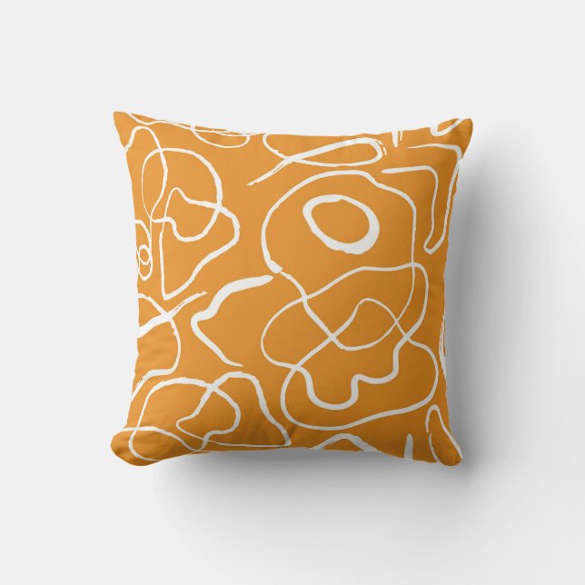 Abstract Orange Flow Throw Pillow (Front)