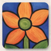Abstract  Orange Flower Beverage Coaster